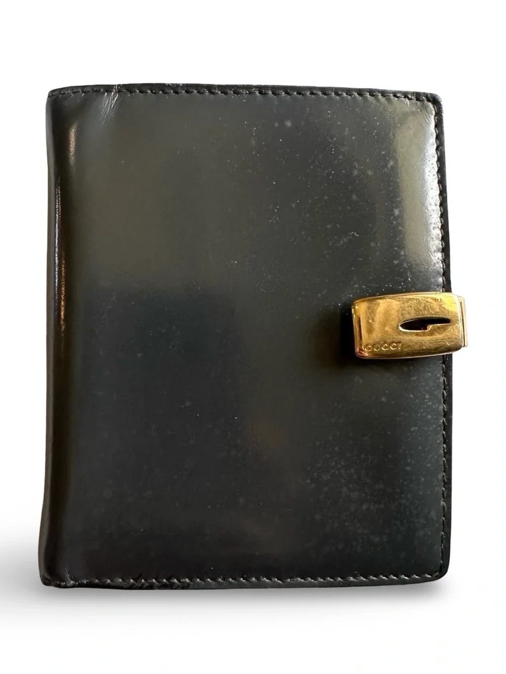 Vintage Gucci Black Smooth Leather Pocket Planner Agenda Cover all inclusive